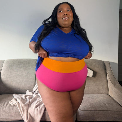 Organic Cotton Super High Waist Duo Knickers - Barbara & Papaya