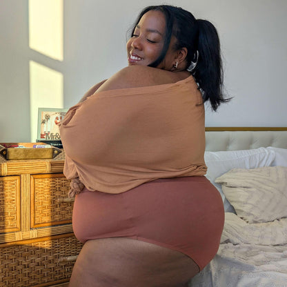 Organic Cotton Super High Waist Knickers - Root Beer