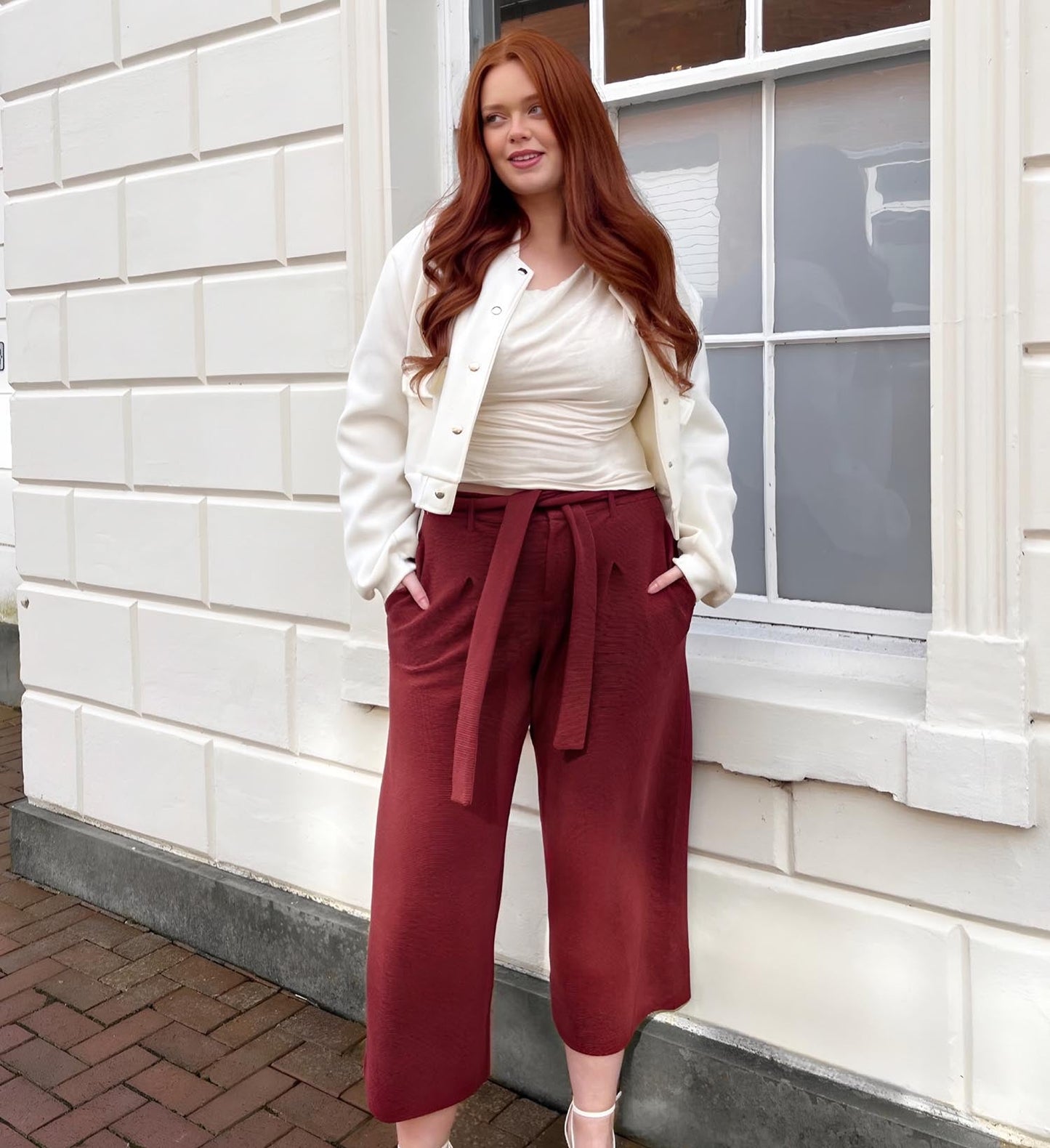 Ottoman Wide Leg Tailored Trousers - Cinnamon