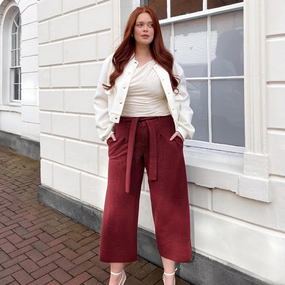 Ottoman Wide Leg Tailored Trousers - Cinnamon