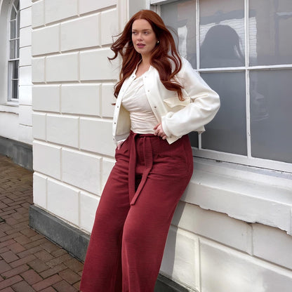 Ottoman Wide Leg Tailored Trousers - Cinnamon