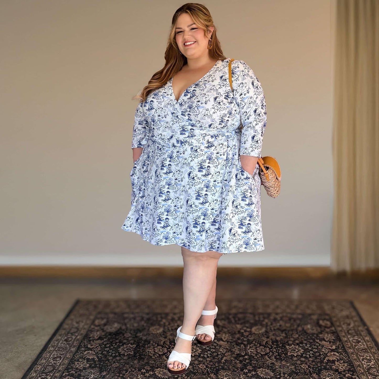 Mini Wrap Dress - Passion au Jardin - L'Amour Bleu