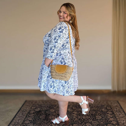 Mini Wrap Dress - Passion au Jardin - L'Amour Bleu