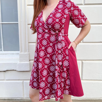 Broderie Anglaise Wrap Dress - Blood Red