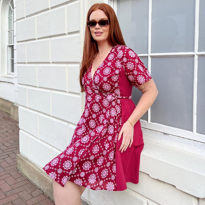 Broderie Anglaise Wrap Dress - Blood Red