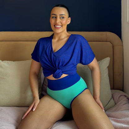 Organic Cotton Full Brief Duo Knickers - Mint & Arabesque