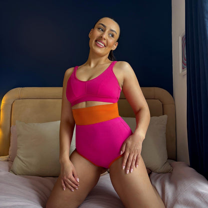 Organic Cotton Super High Waist Duo Knickers - Barbara & Papaya