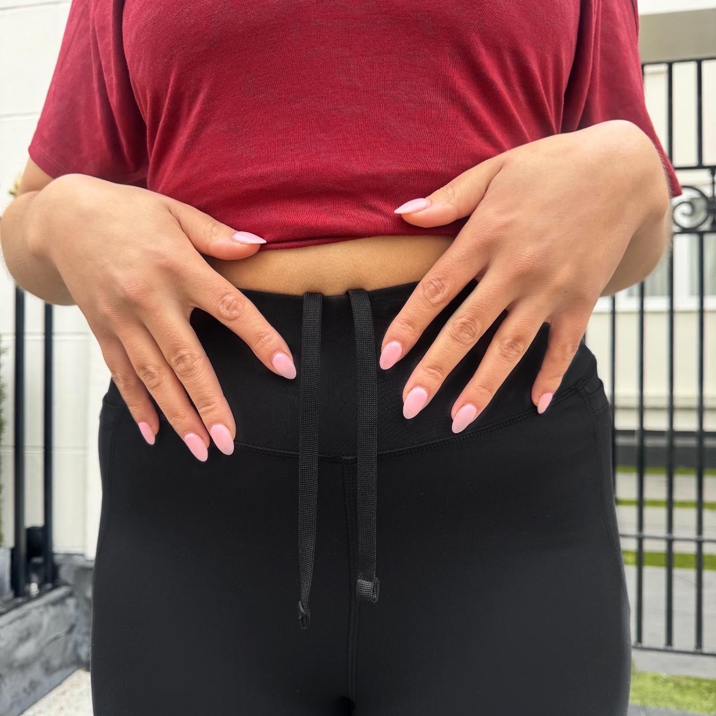 Long Buttery Leggings With Design - Black