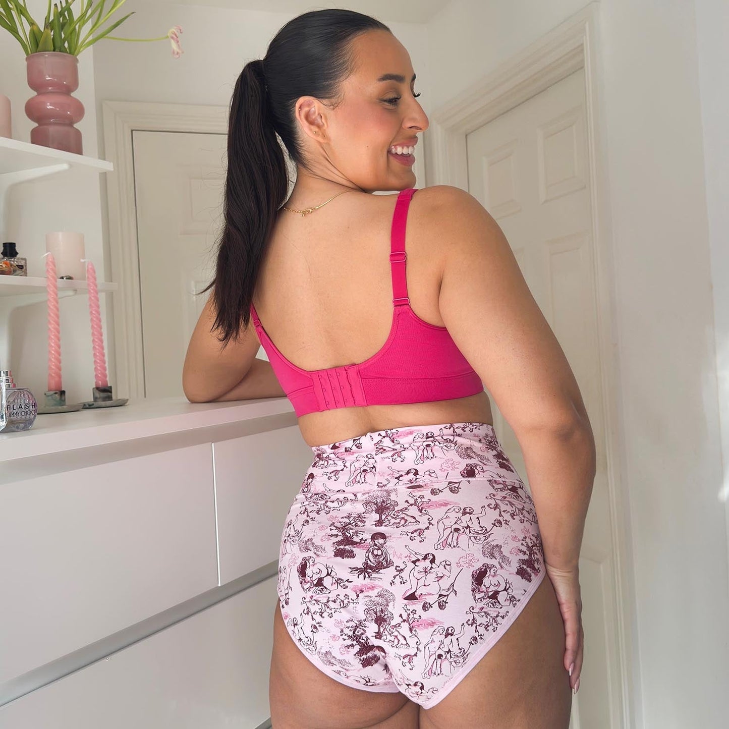 Organic Cotton Full Brief Knickers - Passion au Jardin - L'Amour Rose