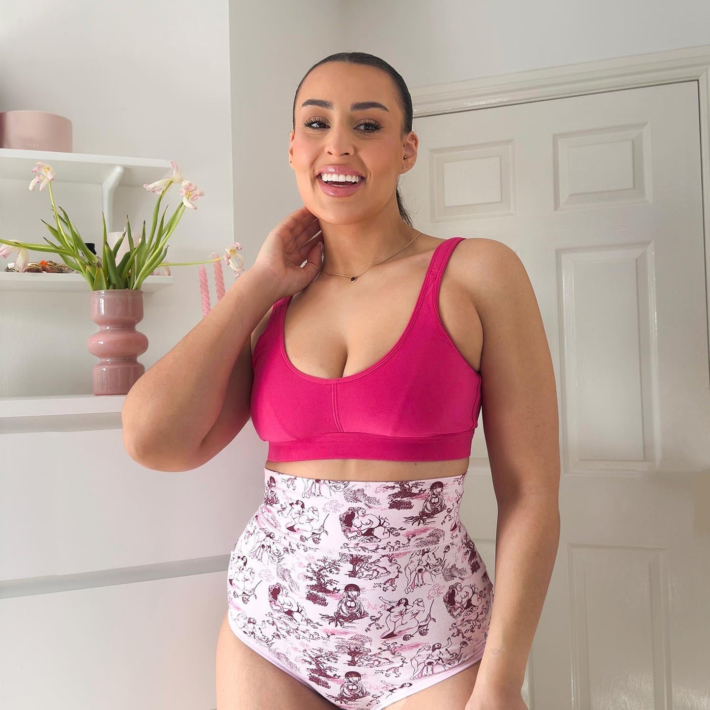 Organic Cotton Super High Waist Knickers - Passion au Jardin - L'Amour Rose