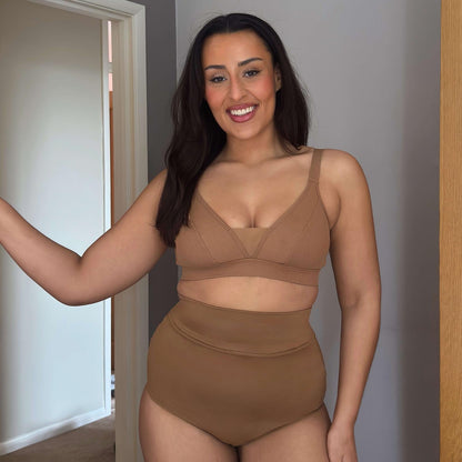 Organic Cotton Super High Waist Knickers - Caramel