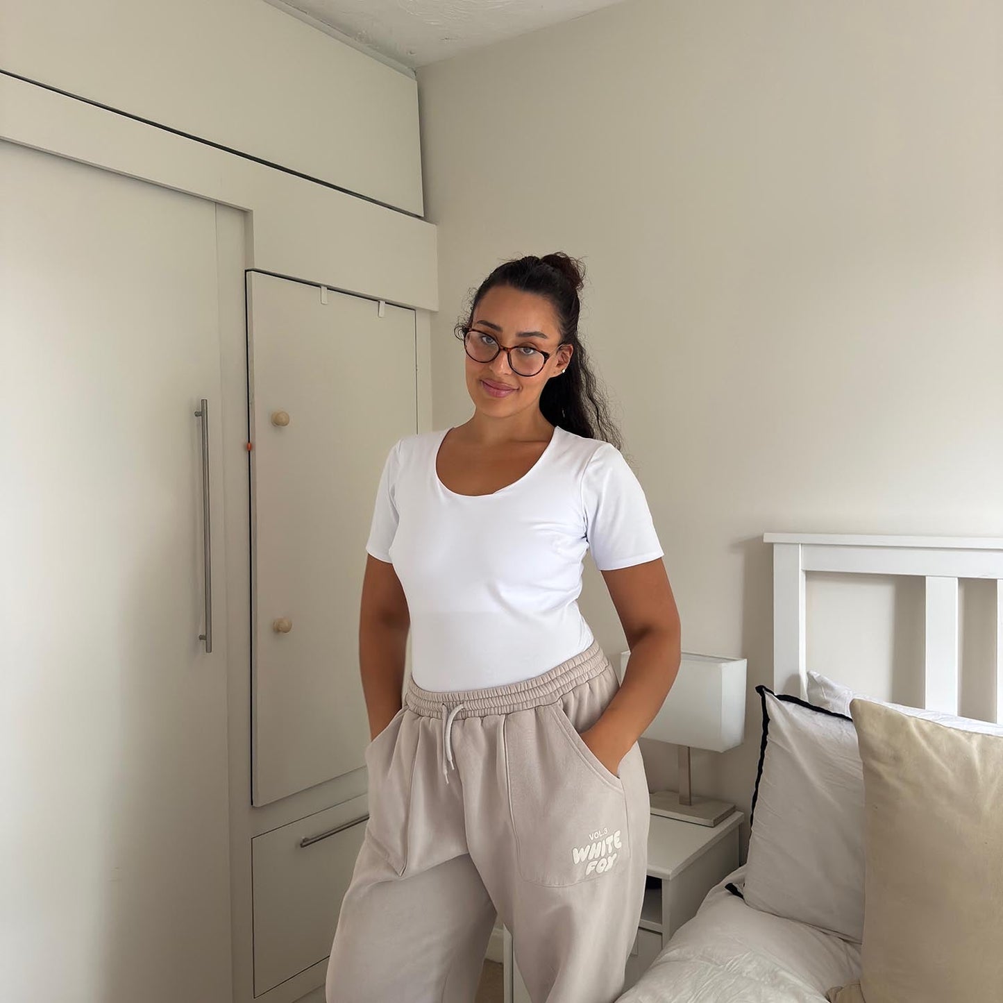 Short Sleeve Cotton Bodysuit - White