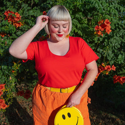 Short Sleeve Cotton Bodysuit - Sangria