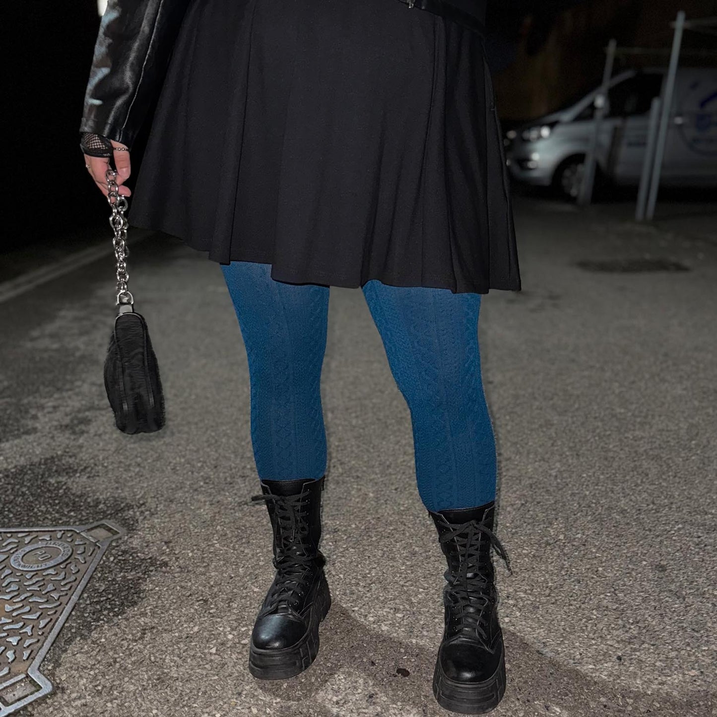 Grannies Cable Knit Wool Tights V2 - Bone China