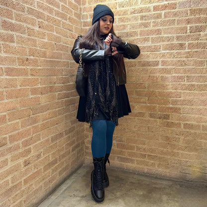 Grannies Cable Knit Wool Tights V2 - Bone China