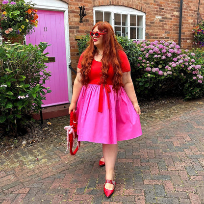 Poplin Tee Dress - Sangria/Pink Lady