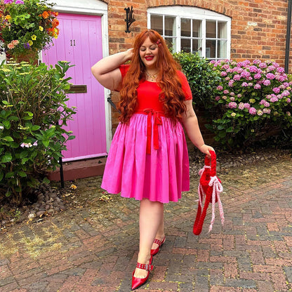 Poplin Tee Dress - Sangria/Pink Lady