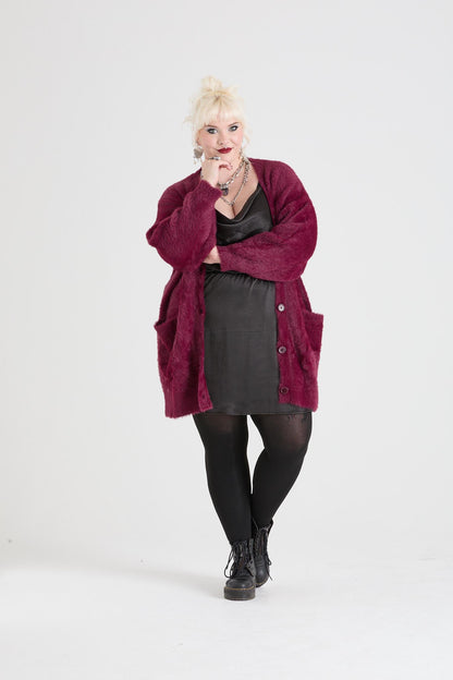 Fluffy Cardigan - Cherry