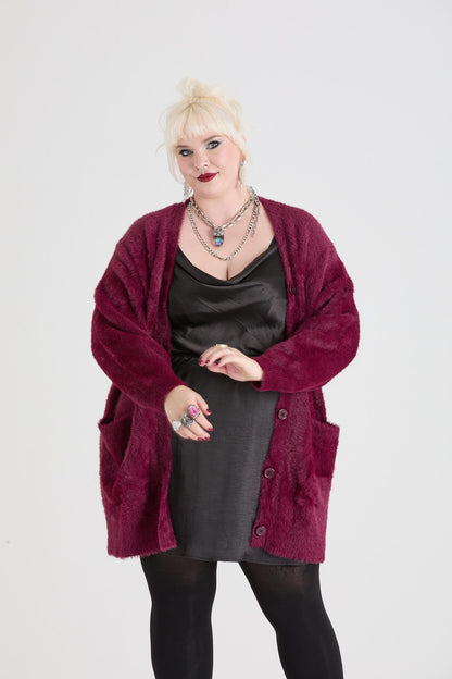 Fluffy Cardigan - Cherry