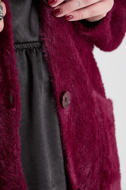 Fluffy Cardigan - Cherry