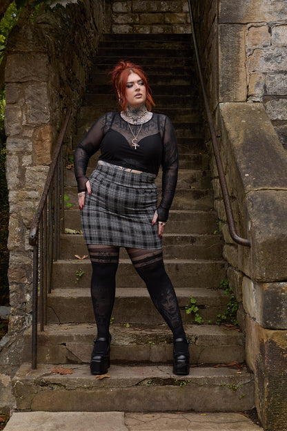 Plaid Mini Skirt - Black & Grey