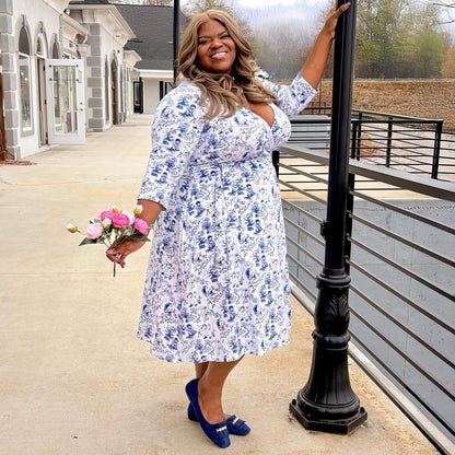 Wrap Dress - Passion au Jardin - L'Amour Bleu