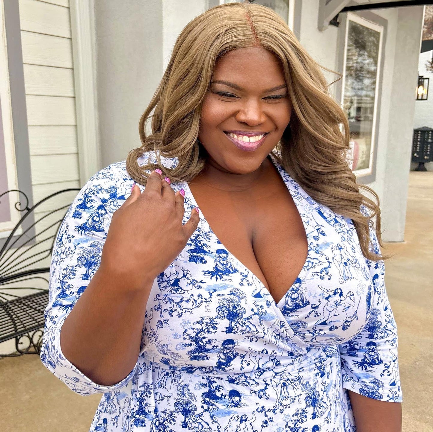 Wrap Dress - Passion au Jardin - L'Amour Bleu