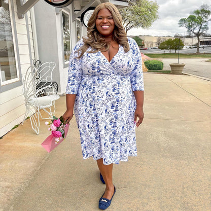 Wrap Dress - Passion au Jardin - L'Amour Bleu