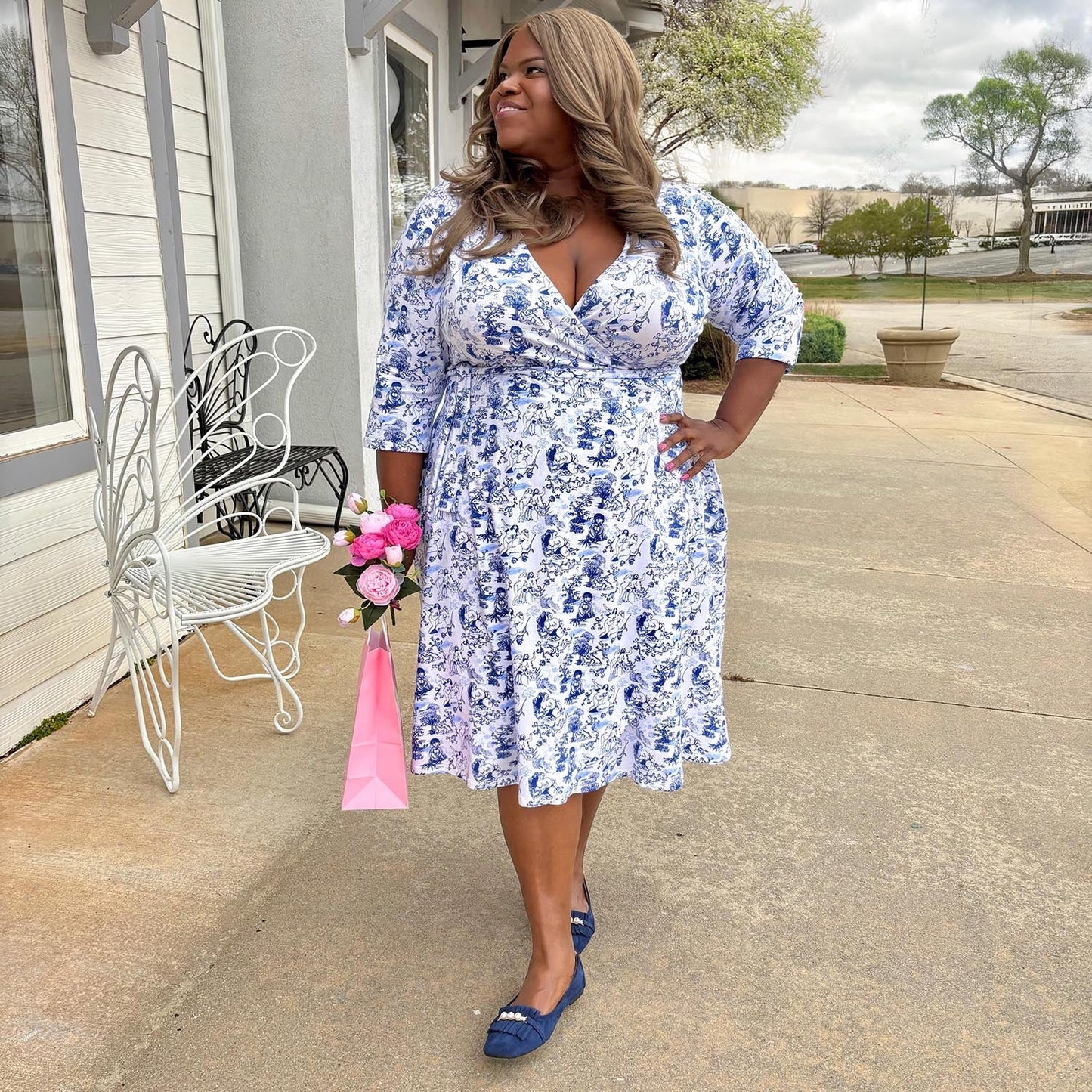 Wrap Dress - Passion au Jardin - L'Amour Bleu