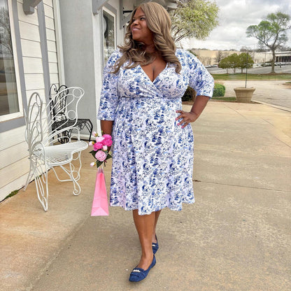 Wrap Dress - Passion au Jardin - L'Amour Bleu