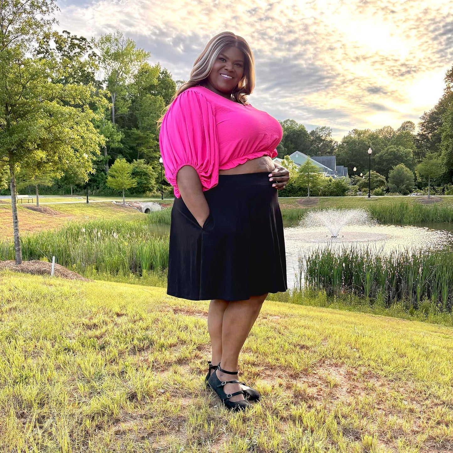 Petal Pleated Skort - Black