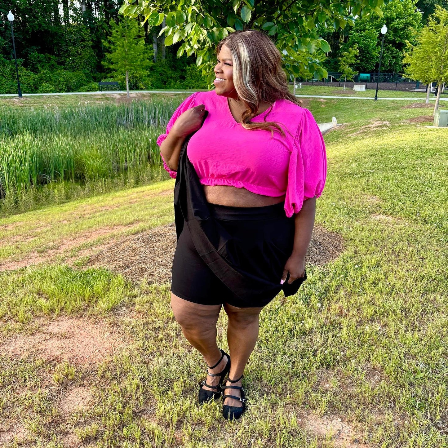 Petal Pleated Skort - Black