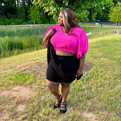 Petal Pleated Skort - Black