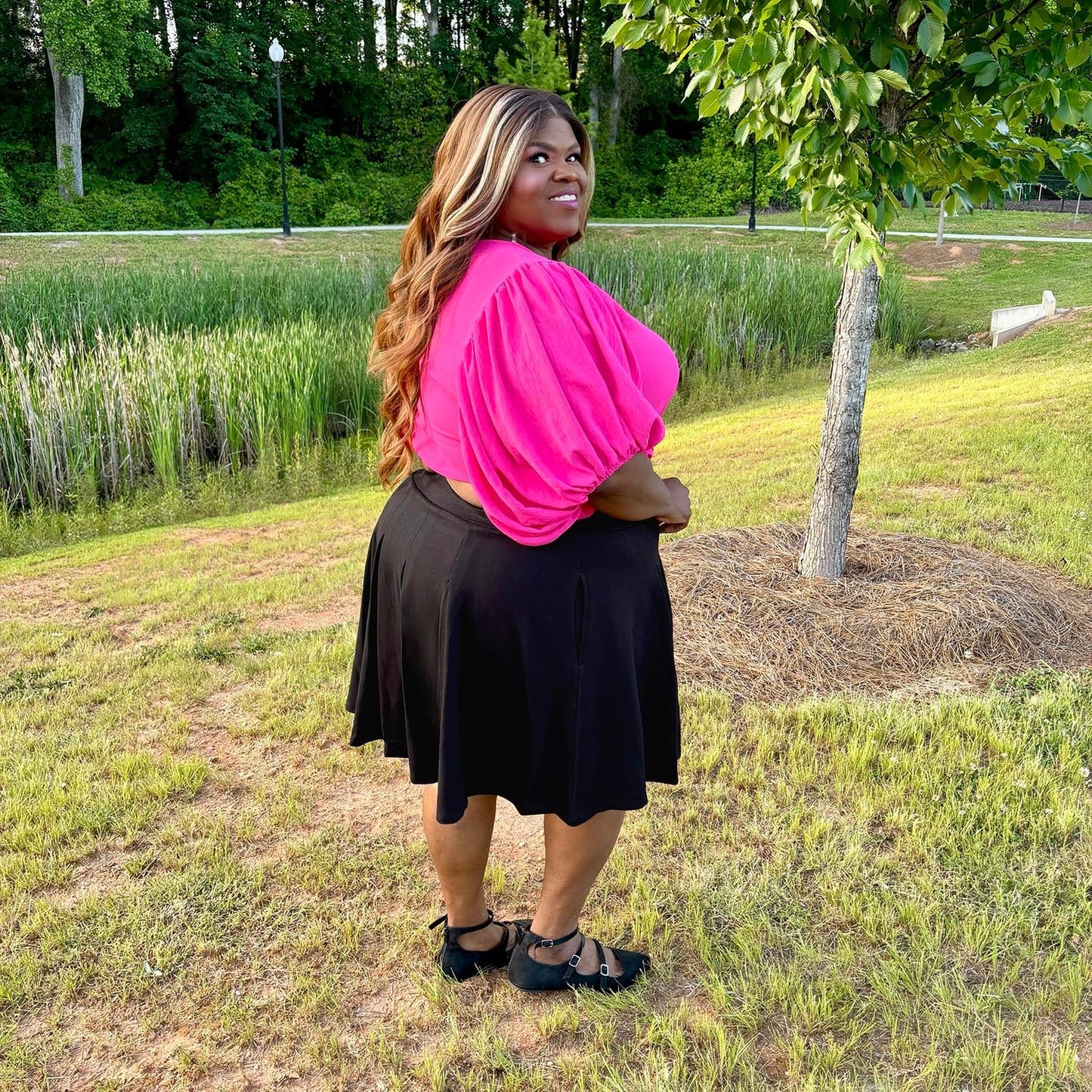 Petal Pleated Skort - Black