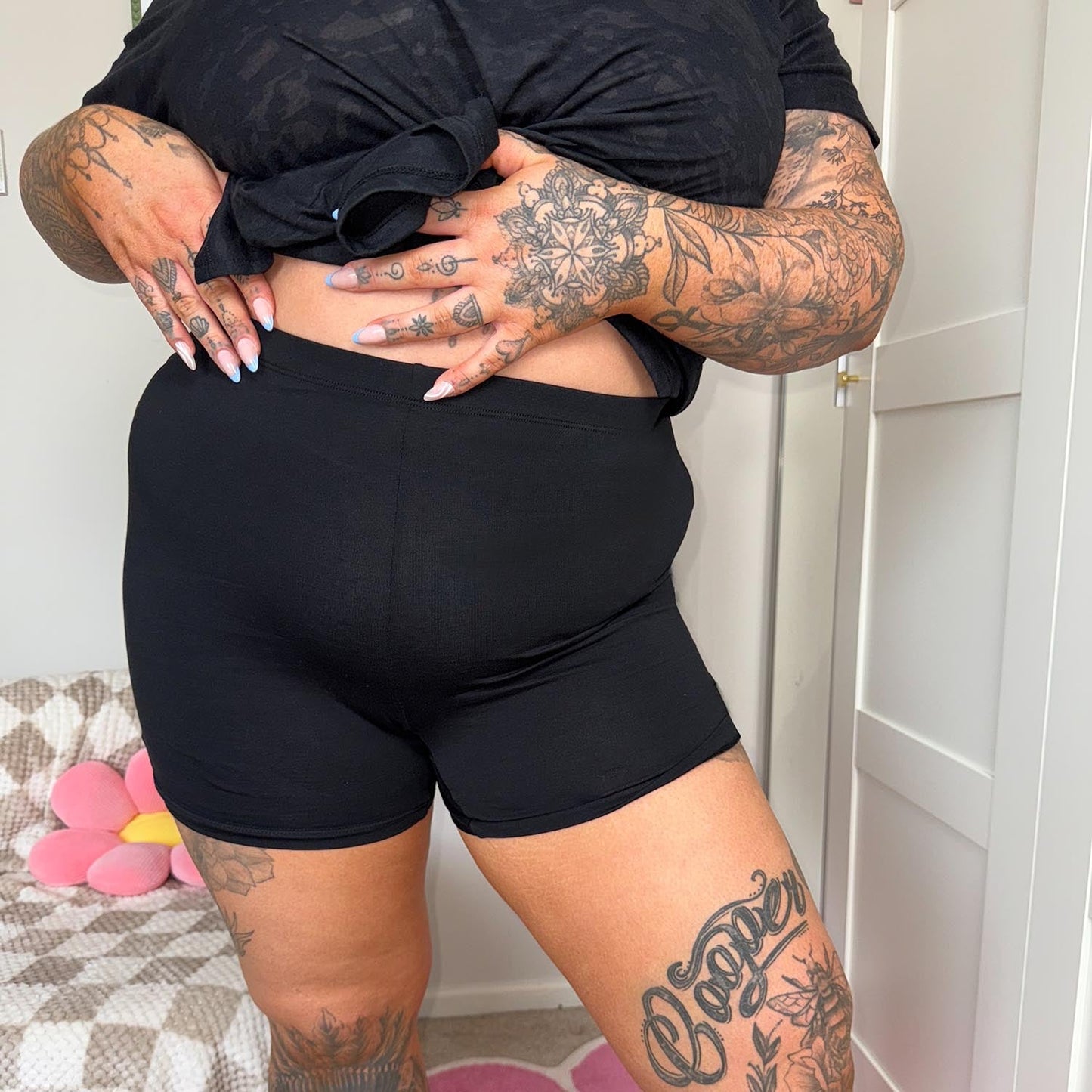 Organic Cotton Femme Boxer Shorts - Black