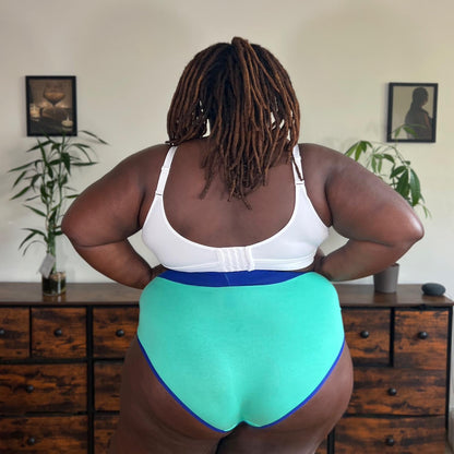 Organic Cotton Super High Waist Duo Knickers - Mint & Arabesque