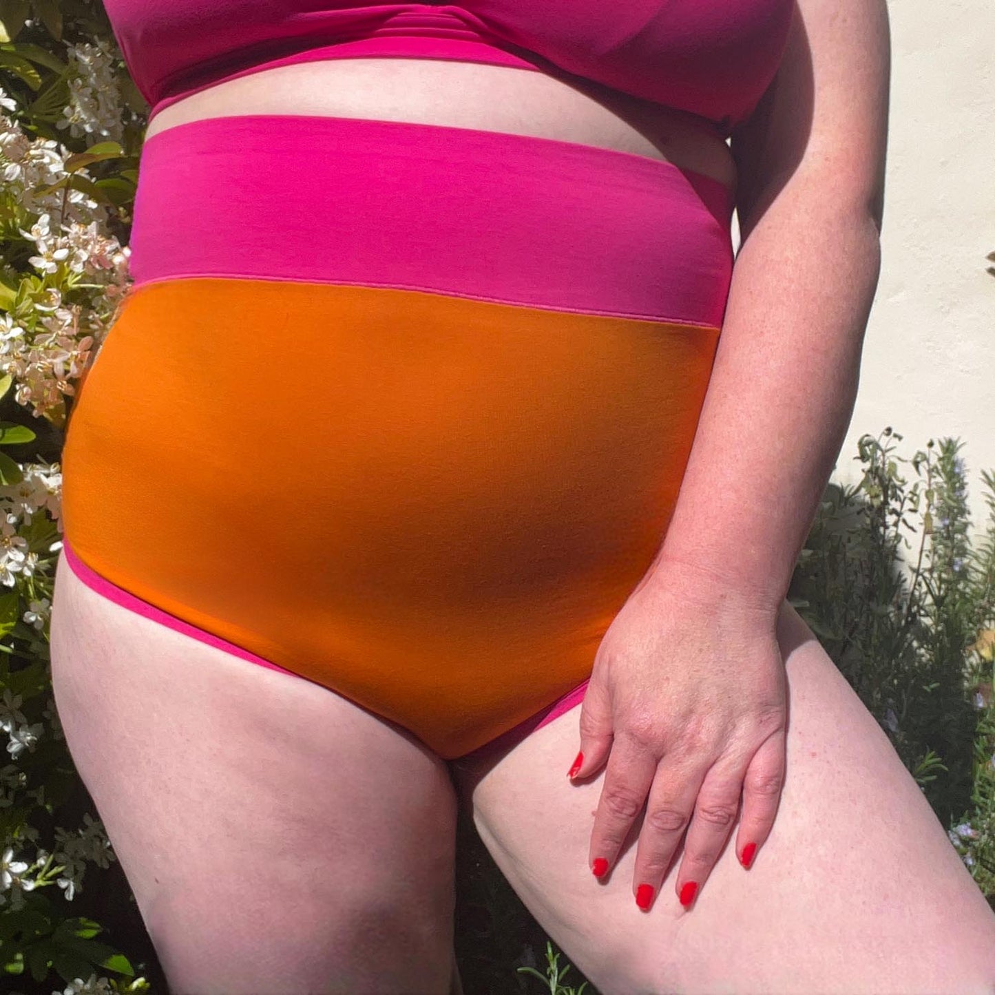 Organic Cotton Super High Waist Duo Knickers - Papaya & Barbara