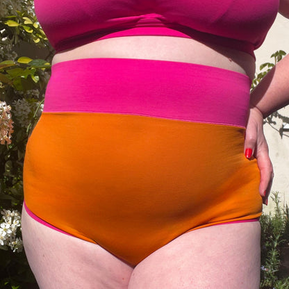 Organic Cotton Super High Waist Duo Knickers - Papaya & Barbara