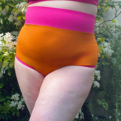 Organic Cotton Super High Waist Duo Knickers - Papaya & Barbara