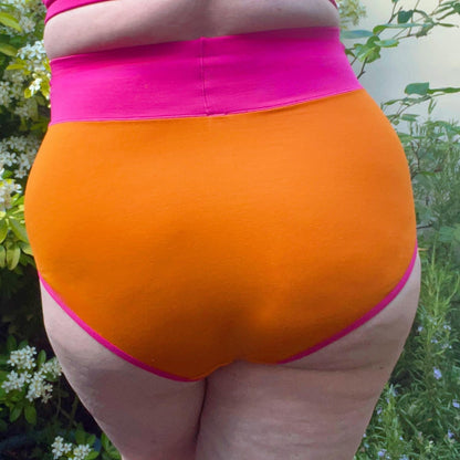 Organic Cotton Super High Waist Duo Knickers - Papaya & Barbara