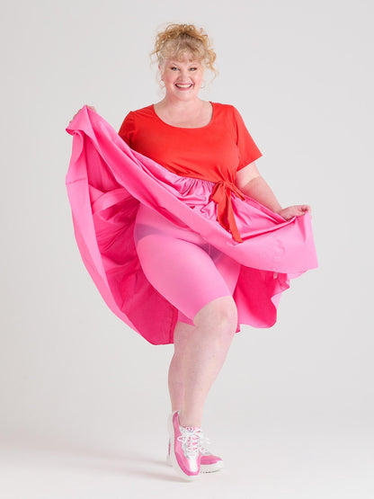 Poplin Tee Dress - Sangria/Pink Lady