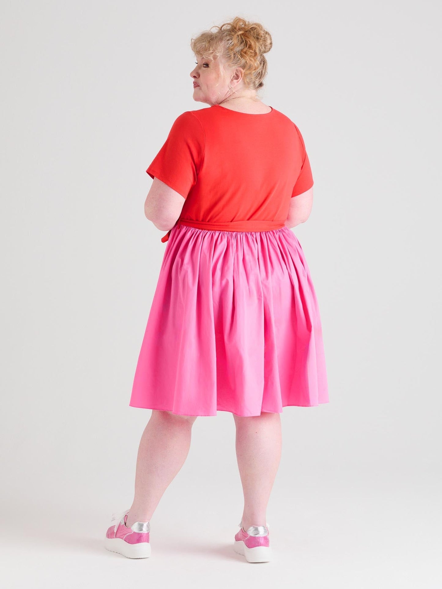 Poplin Tee Dress - Sangria/Pink Lady