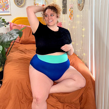 Organic Cotton Super High Waist Duo Knickers - Arabesque & Mint