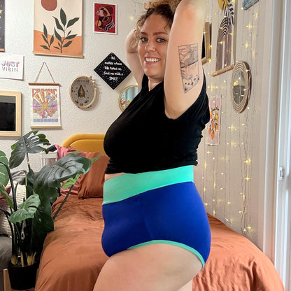 Organic Cotton Super High Waist Duo Knickers - Arabesque & Mint