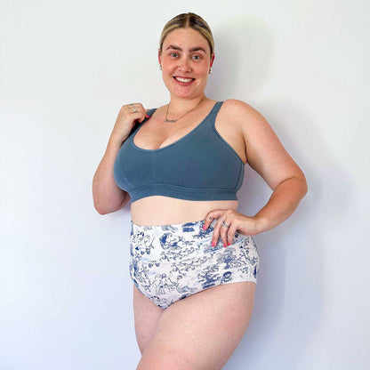 Organic Cotton Full Brief Knickers - Passion au Jardin - L'Amour Bleu