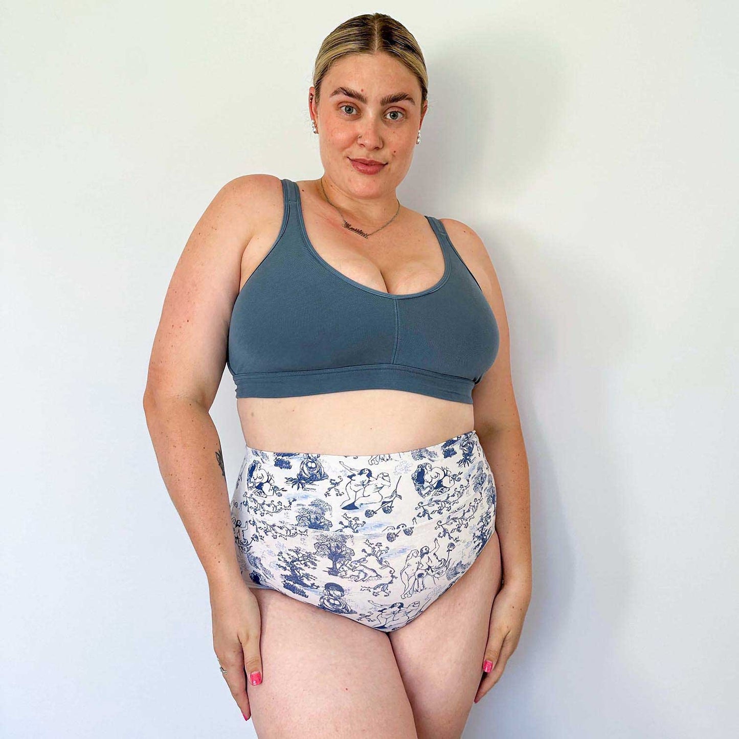 Organic Cotton Full Brief Knickers - Passion au Jardin - L'Amour Bleu