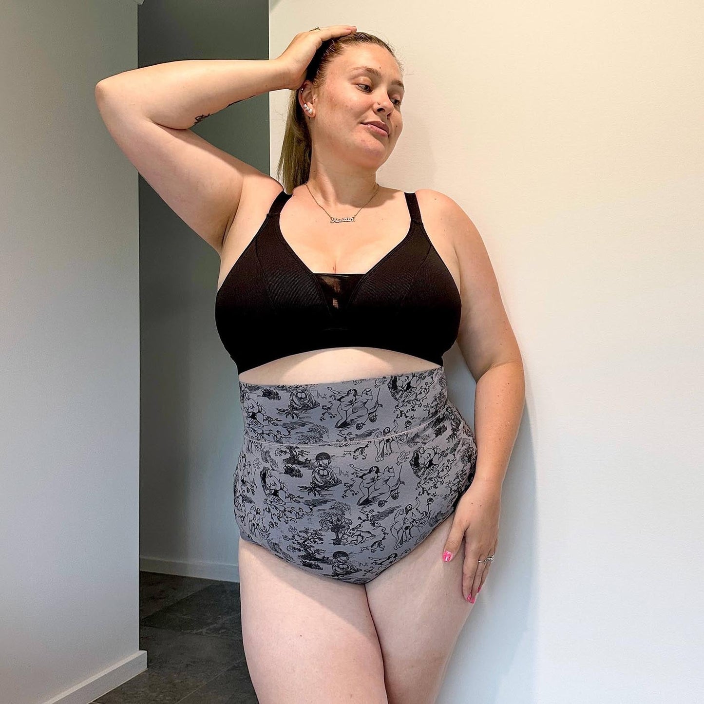 Organic Cotton Super High Waist Knickers - Passion au Jardin - L'Amour Noir