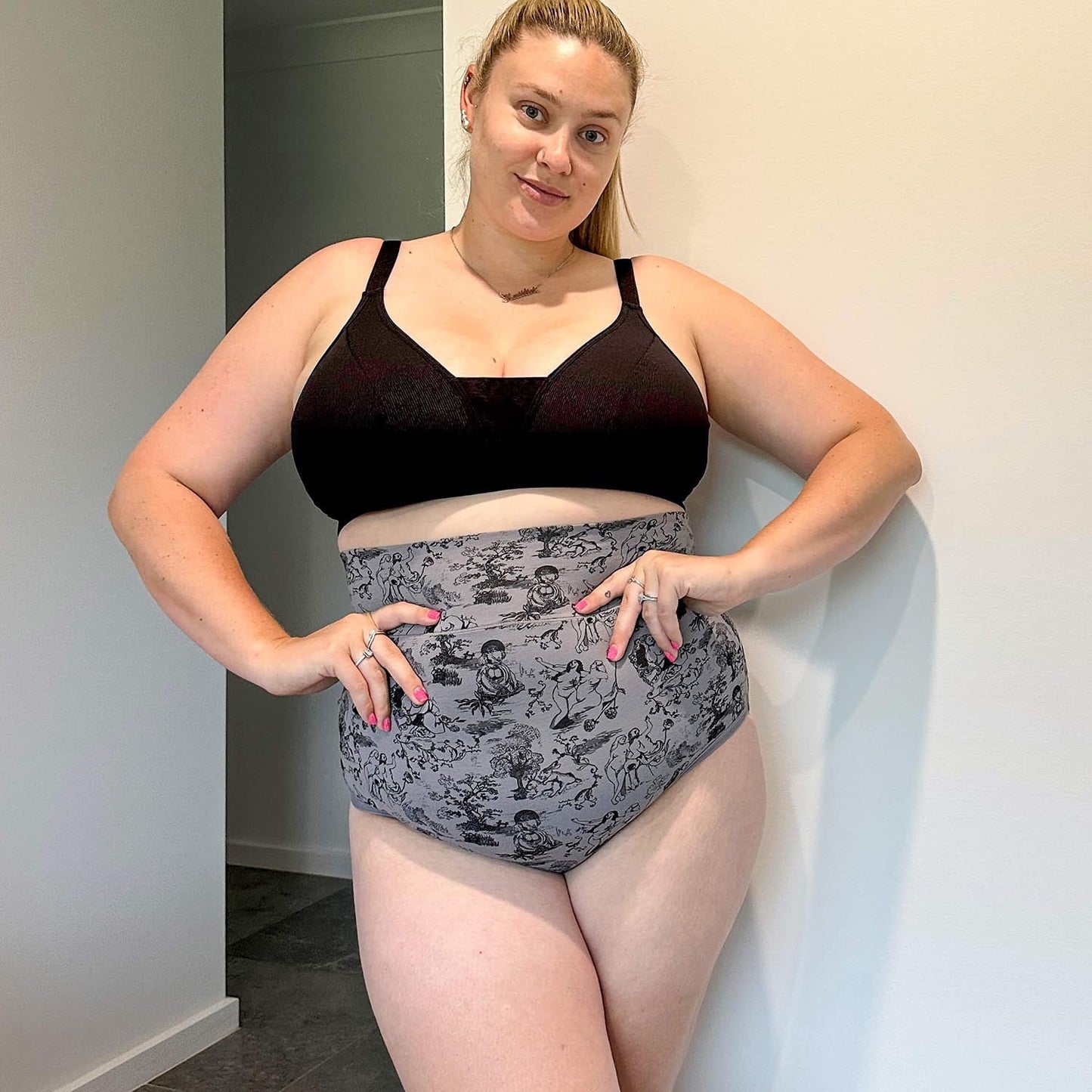 Organic Cotton Super High Waist Knickers - Passion au Jardin - L'Amour Noir