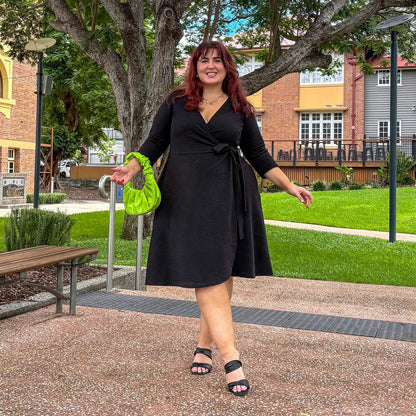 Ottoman Wrap Around Dress - Black