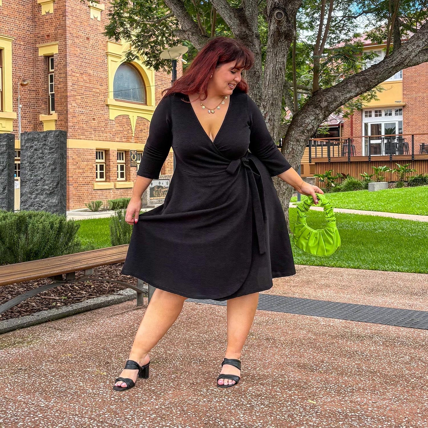 Ottoman Wrap Around Dress - Black